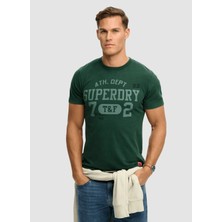 Superdry Yeşil Erkek Relaxed Logo Baskılı T-Shirt M1012363A-27E Vıntage Prep Tee