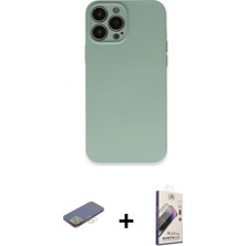 Marsilyan™- iPhone 13 Pro Max Kılıf Ahenk Serisi - Siyah Bilvis 3D Mat Cam Ekran Koruyucu + Renkli Kamera Lens Koruma Cam - Sı