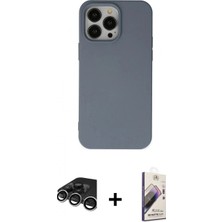 Marsilyan™- iPhone 15 Pro Max Kılıf Ahenk Serisi - Siyah Bilvis 3D Mat Cam Ekran Koruyucu + Raze Metal Kamera Lens - Gs