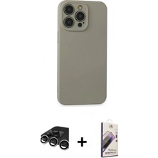 Marsilyan™- iPhone 15 Pro Max Kılıf Ahenk Serisi - Siyah Bilvis 3D Mat Cam Ekran Koruyucu + Raze Metal Kamera Lens - Gs
