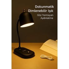 Cata Minimal Tasarımlı Dokunmatik Masa Lambası Siyah Plastik Malzeme ile Göz Yormayan 4000K Işık