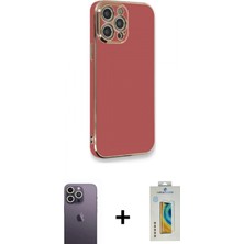 Marsilyan™- iPhone 12 Pro Max Kılıf Yankı Serisi - Siyah Polymer Nano Ekran Koruyucu + Neon Fosforlu Kamera Lens - Bz