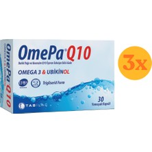 Omepa Q10 Omega 3 Ubiquinol Balık Yağı 30 Kapsül - 3 Adet (Toplam 90 Kapsül) - Dezenfektan Hediyeli (%72 Alkol)