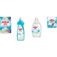 Aquabor Doğal Mineralli 4 kg Renkliler + Elde Bulaşık + Sıvı Beyaz  + Tablet 4 Lü Set