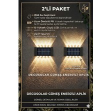 Eser Ticarett 2'li Set Güneş Enerjili Duvar Apliği - 10 Led'li, Su Geçirmez Dış Mekan Aydınlatma