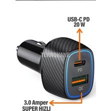 Teknohane 3.0 Qualcomm 2 USB Hızlı Araç Şarjı Cihazı Çakmaklık 6 Amper