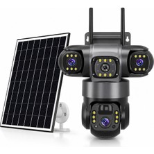 Dobest 4g Güneş Enerjili Güvenlik Kamerası – Sım Kartlı, Ptz 360°, 3 Lens, Dış Mekan, Gece Görüşlü, IP66