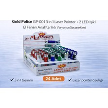 Bezos Gold  GP-001 3 In 1 Lazer + 2 LED Işıklı El Feneri Anahtarlıklı 24 Adet