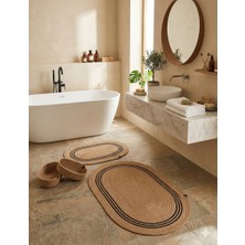 Senza Atelier Oval Jüt Banyo Paspası - Naturel Hasır Dokulu Dekoratif Banyo Halısı