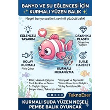 Eser Ticarett Kurmalı Yüzen Pembe Balık Banyo Oyuncağı - Pilsiz Mekanik Su Oyuncağı