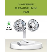 Teknoşık Çift Kafalı Masaüstü ve Duvar Tipi Sessiz USB Şarjlı Fan