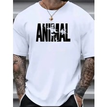Nigrum Pardus Nıgrum Pardus Anımal Baskılı %100 Pamuk Yuvarlak Yaka Büyük Beden Erkek T-Shirt