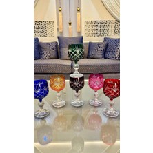 Vakıf Home Kristal Ayaklı Renkli El Işi Kahve Yanı Su Bardağı 6 Adet 150 ml