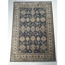 Melit Halı Salon Halısı Etnik Desenli Mavi Renk Retro Vintage Yumuşak Dokulu Oturma Odası Halısı