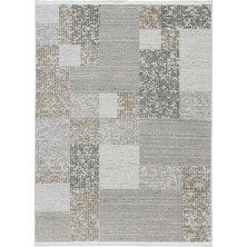 Melit Halı Merinos Vista Krem Kahve Renk %100 Akrilik Geometrik Desen Yumuşak Dokulu Salon Oturma Odası Halısı
