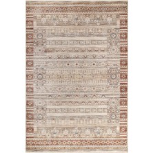 Melit Halı Salon Halısı Etnik Desenli Kiremit Rengi Retro Vintage Yumuşak Dokulu Oturma Odası Halısı