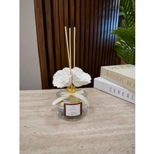 Elmessa 200ML Seramik Çiçek Taşlı Pudra Kokulu Bambu Çubuklu Oda Kokusu
