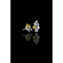 Roxx Jewellery 925 Ayar Gümüş Sarı Damla Gül Desenlı Tasarım Küpe