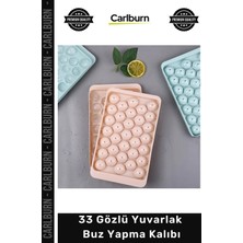 Carlburn Özel Üretim 33 Gözlü Pratik Kapaklı Şık Sunum Kokteyl Buz Küresi Aparatı Yuvarlak Buz Yapma Kalıbı