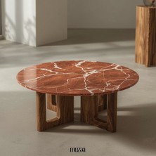 Grand Cns Group Rosa Mermer Sehpa, Ahşap Ayaklı, Özel Tasarım