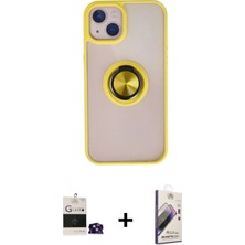 Marsilyan™- iPhone 15 Kılıf Yörünge Çizgi - Siyah Bilvis 3D Mat Cam Ekran Koruyucu + Bilvis Titan Kamera Lens - Pe