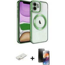 Marsilyan™- iPhone 11 Kılıf Nova Işık Özel Seri - Siyah 3D Antistatik Mat Seramik Nano Ekran Koruyucu + Renkli Kamera Lens Koruma Cam - Yl