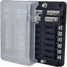 waterproof OBUS KARAVAN İKAZ IŞIKLI  ŞASE BARELLİ 12'li DC SİGORTA KUTUSU