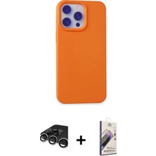 Marsilyan™- iPhone 15 Pro Max Kılıf Ahenk Serisi - Siyah Bilvis 3D Mat Cam Ekran Koruyucu + Raze Metal Kamera Lens - Gs