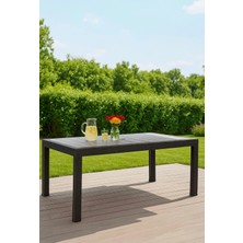 Yonga concept Rattan 90X150 Camsız Antrasit Balkon, Bahçe Masası Dış Mekan