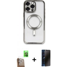 Marsilyan™- iPhone 16 Pro Kılıf Nova Işık Özel Seri - Siyah 3D Antistatik Hayalet Cam Ekran Koruyucu + Raze Metal Kamera Lens - Cltm