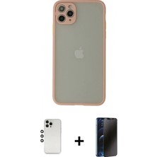 Marsilyan™- iPhone 12 Pro Kılıf Ahenk Çizgi Serisi - Siyah 3D Antistatik Hayalet Cam Ekran Koruyucu + Shine Kamera Lens - Gs