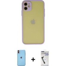 Marsilyan™- iPhone 11 Kılıf Ahenk Çizgi Serisi - Şeffaf Uv Polymer Nano Ekran Koruyucu + Neon Fosforlu Kamera Lens - Tu