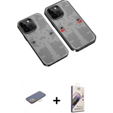 Marsilyan™- iPhone 13 Pro Max Kılıf Ufuk Doku Prime - Siyah Bilvis 3D Mat Cam Ekran Koruyucu + Renkli Kamera Lens Koruma Cam - Sı