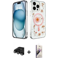 Marsilyan™- iPhone 15 Pro Max Kılıf Kozmos Doku - Siyah Bilvis 3D Mat Cam Ekran Koruyucu + Raze Metal Kamera Lens - Sh