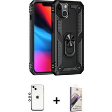 Marsilyan™- iPhone 14 Kılıf Ahenk Klasik Koleksiyonu - Siyah Bilvis 3D Mat Cam Ekran Koruyucu + Shine Kamera Lens - Gs