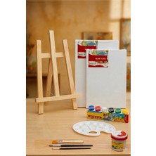 Hobbyrons Küçük Resim Seti - 20X30 cm Tuval (2 Adet), Masaüstü Şövale, Boya, Resim Fırçaları, Palet - Hobi, Aktivite, Eğlence, Çocuk Resim Seti