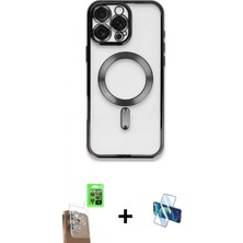 Marsilyan™- iPhone 16 Pro Kılıf Nova Işık Özel Seri - Siyah 3D Antistatik Seramik Nano Ekran Koruyucu + Raze Metal Kamera Lens - Cltm