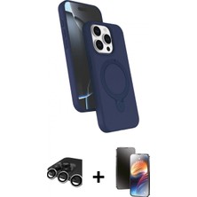 Marsilyan™- iPhone 15 Pro Max Kılıf Iz Işık Koleksiyonu - Siyah 3D Antistatik Mat Seramik Nano Ekran Koruyucu + Raze Metal Kamera Lens - Gs