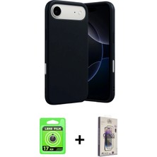 Marsilyan™- iPhone 17 Air Kılıf Ahenk Serisi - Siyah Bilvis 3D Cam Ekran Koruyucu + Raze Metal Kamera Lens - Gs