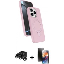 Marsilyan™- iPhone 15 Pro Max Kılıf Iz Işık Koleksiyonu - Siyah 3D Antistatik Mat Seramik Nano Ekran Koruyucu + Raze Metal Kamera Lens - Gs