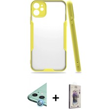 Marsilyan™- iPhone 11 Kılıf Atlas Asil Serisi - Siyah Bilvis 3D Cam Ekran Koruyucu + Raze Metal Kamera Lens - Mı
