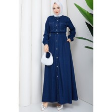 Pamuk Butik Kadın Beli Lastikli Cepli Kot Elbise -PMK553