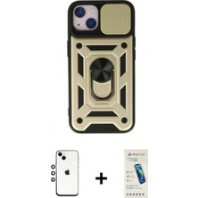 Marsilyan™- iPhone 14 Kılıf Ahenk Klasik - Şeffaf Pasifik Cam Ekran Koruyucu + Shine Kamera Lens - Gı