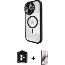 Marsilyan™- iPhone 11 Kılıf Kıvılcım Modern Koleksiyonu - Siyah Bilvis 3D Mat Cam Ekran Koruyucu + Pvd Metal Kamera Lens - Yl