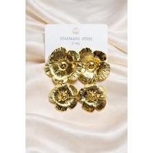 Happy Aksesuar Sallantılı Çiçek Küpe Gold Renk Kadın