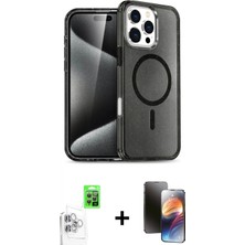 Marsilyan™- iPhone 16 Pro Max Kılıf Nova Asil Prime - Siyah 3D Antistatik Mat Seramik Nano Ekran Koruyucu + Raze Metal Kamera Lens - Bz