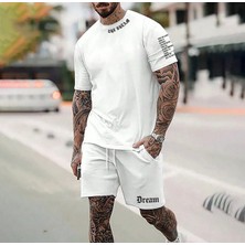 Nigrum Pardus Nıgrum Pardus Bisiklet Yaka Dream Baskılı %100 Pamuk Büyük Beden Erkek T-Shirt Şort Takım