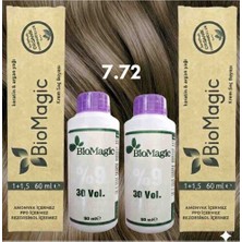 Biomagic 7.72 Küllü Kumral Organik Içerikli Amonyaksız Kalıcı Kokusuz Saç Boyası 2boya 2oksidan