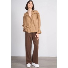 Volumex Beli Lastikli Boru Paça Gabardin Kadın Pantolon