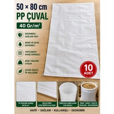 Şanlı Çuval 50 × 80 cm 40 Gr/m² Pp Çuval 10 Adet – Dayanıklı Beyaz Dokuma Çuval